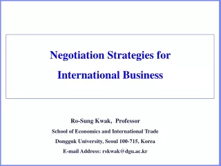 Negotiation Strategies for  International Business