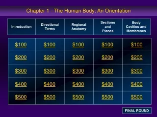 Chapter 1 - The Human Body: An Orientation