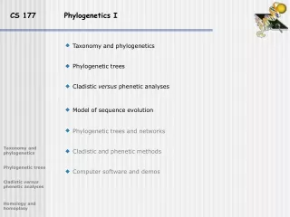 CS 177          Phylogenetics I