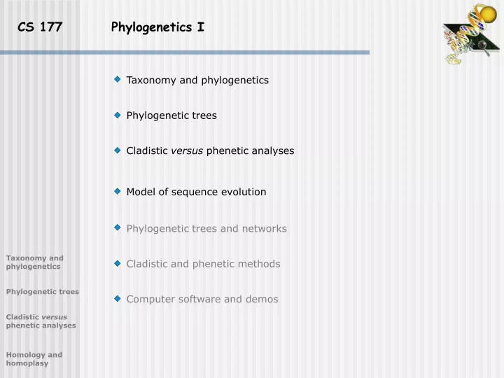 cs 177 phylogenetics i