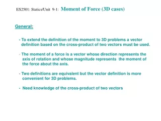 ES2501: Statics/Unit  9-1:   Moment of Force (3D cases)