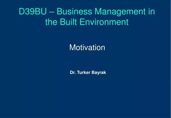 d39bu business management in the built environment