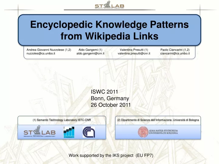 encyclopedic knowledge patterns from wikipedia
