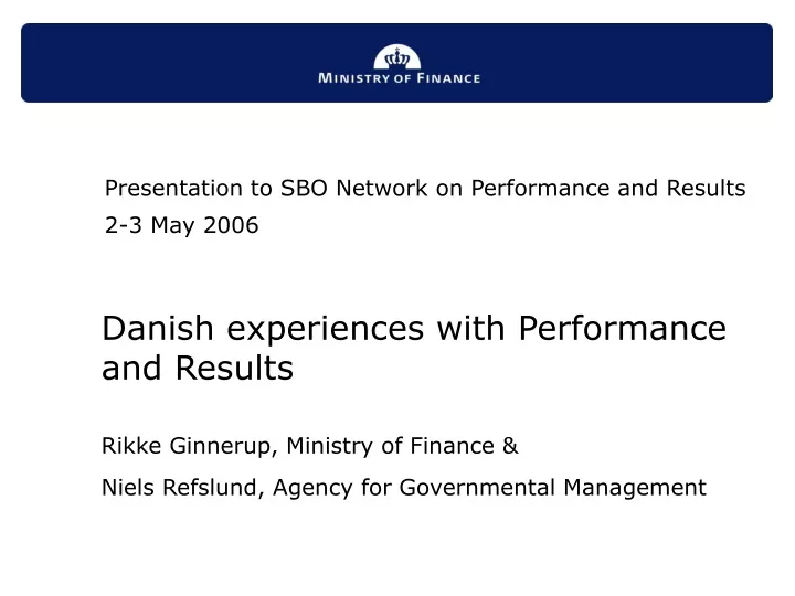 presentation to sbo network on performance and results 2 3 may 2006