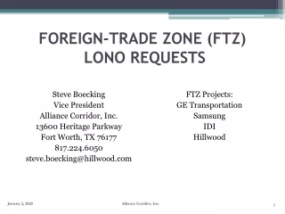 FOREIGN-TRADE ZONE (FTZ)   LONO REQUESTS