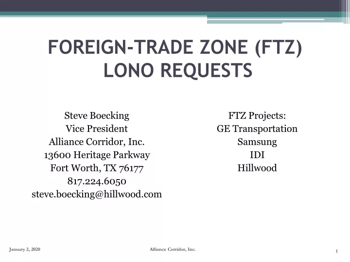 foreign trade zone ftz lono requests