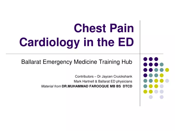 chest pain cardiology in the ed