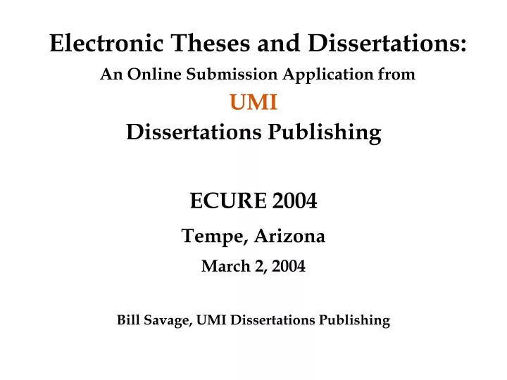 electronic theses and dissertations an online submission application from