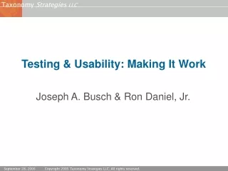 Testing &amp; Usability: Making It Work