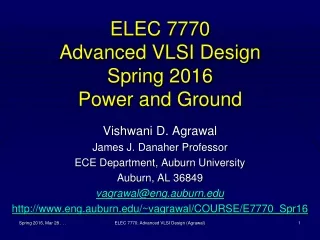 ELEC 7770 Advanced VLSI Design Spring 2016 Power and Ground