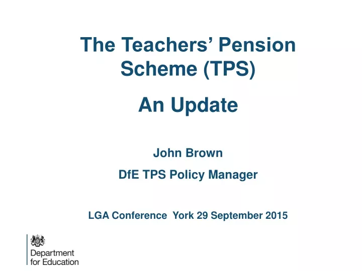 the teachers pension scheme tps an update john