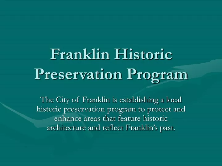 franklin historic preservation program