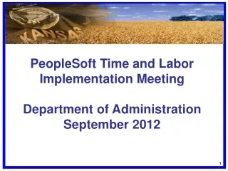 PeopleSoft Time and Labor Implementation Meeting Department of Administration September 2012