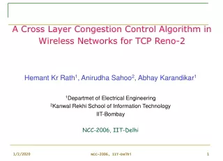 A Cross Layer Congestion Control Algorithm in Wireless Networks for TCP Reno-2