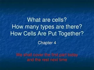 What are cells? How many types are there? How Cells Are Put Together?