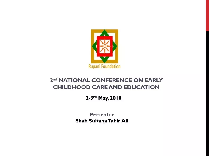 2 nd national conference on early childhood care and education