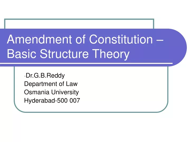 amendment of constitution basic structure theory