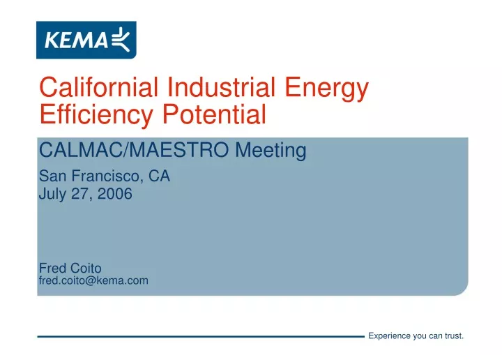 californial industrial energy efficiency potential