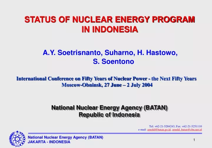 status of nuclear energy program in indonesia