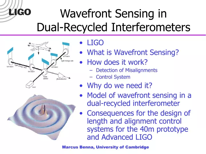 wavefront sensing in dual recycled interferometers