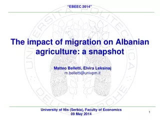 The impact of migration on Albanian agriculture: a snapshot