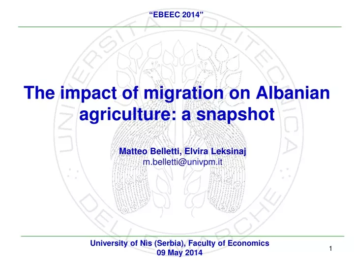 the impact of migration on albanian agriculture a snapshot