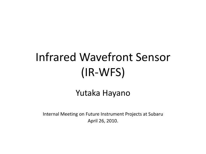 infrared wavefront sensor ir wfs