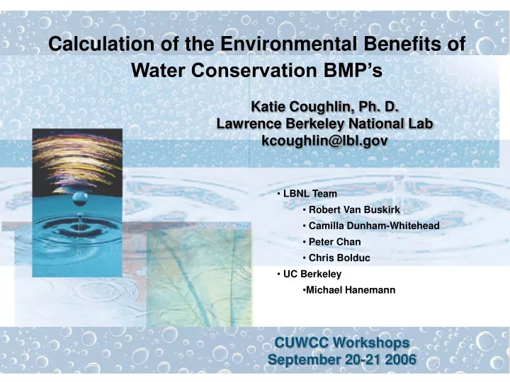 PPT   Calculation Of The Environmental Benefits Of Water Conservation