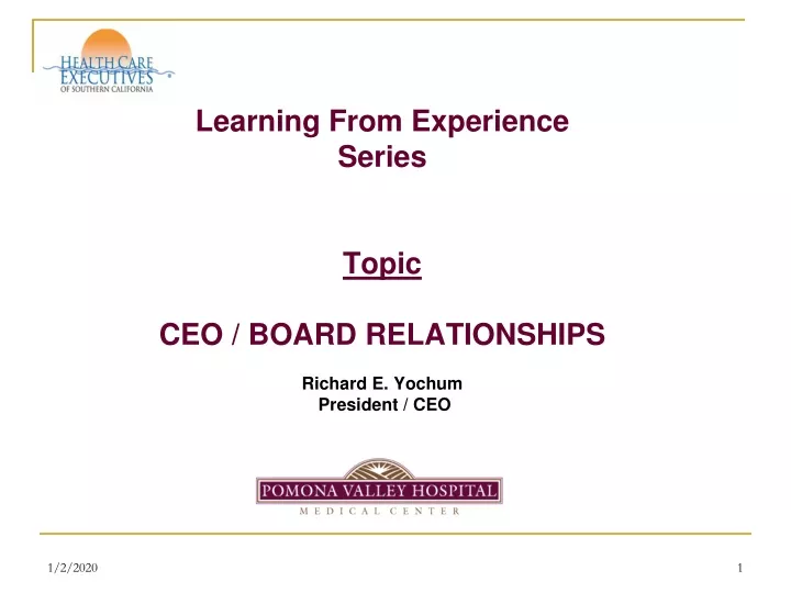 learning from experience series topic ceo board