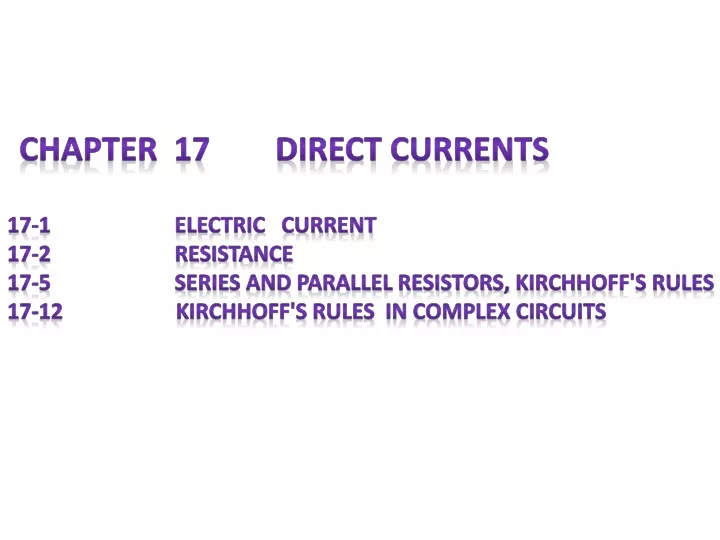 chapter 17 direct currents