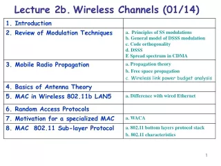 Lecture 2b. Wireless Channels (01/14)