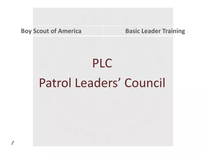 plc patrol leaders council