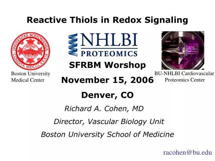 reactive thiols in redox signaling sfrbm worshop