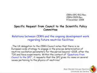 Report of the SPC panel on Future Neutrino Facilities