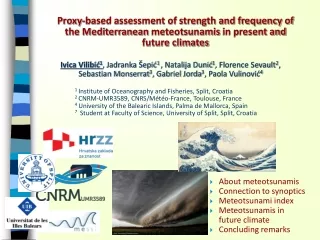 About meteotsunamis Connection to synoptics Meteotsunami index Meteotsunamis in future climate