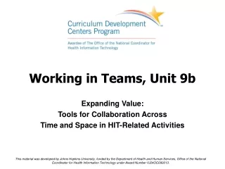 Working in Teams, Unit 9b