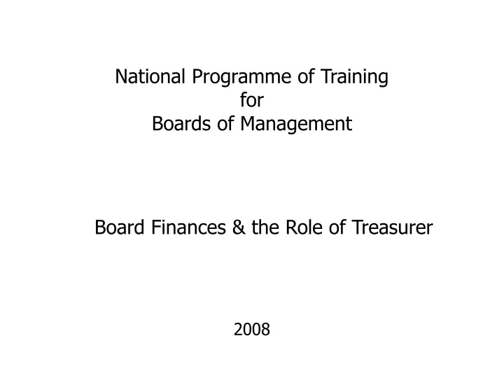 national programme of training for boards of management