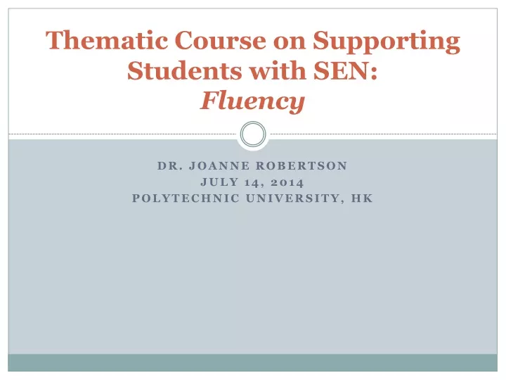 thematic course on supporting students with sen fluency