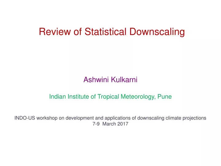 review of statistical downscaling