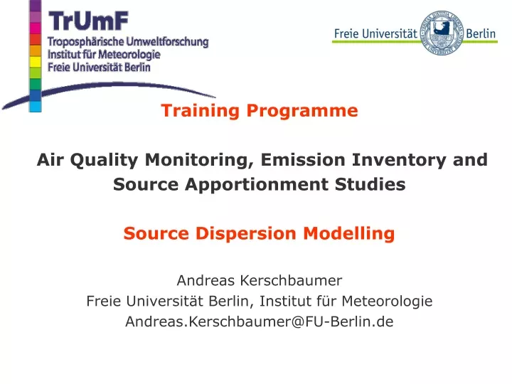 training programme air quality monitoring