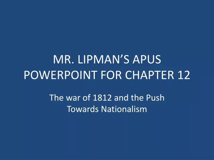mr lipman s apus powerpoint for chapter 12