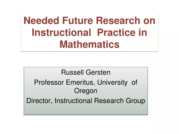 russell gersten professor emeritus university of oregon director instructional research group