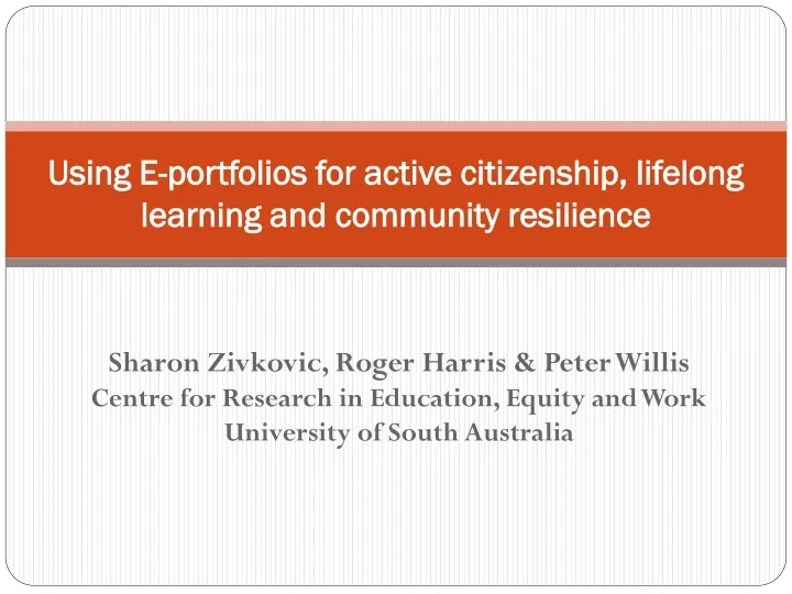 using e portfolios for active citizenship lifelong learning and community resilience
