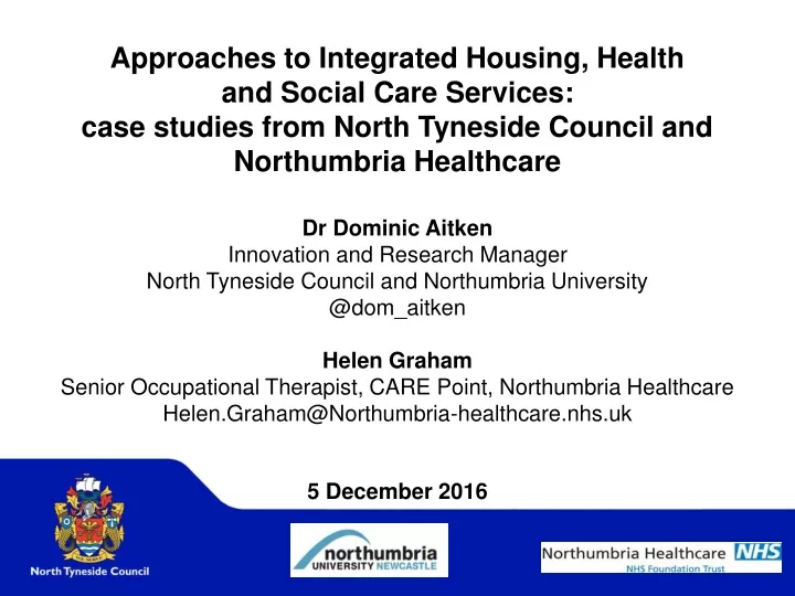 approaches to integrated housing health