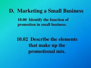 D.  Marketing a Small Business
