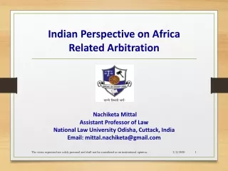 Indian Perspective on Africa Related Arbitration