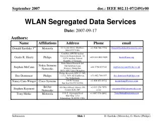 WLAN Segregated Data Services