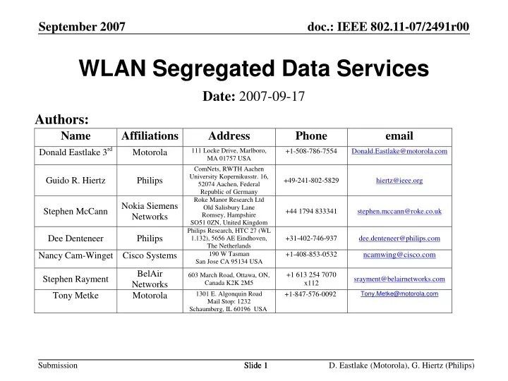 wlan segregated data services