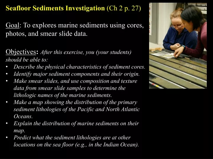seafloor sediments investigation ch 2 p 27 goal