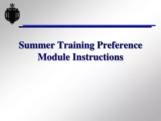 Summer Training Preference Module Instructions